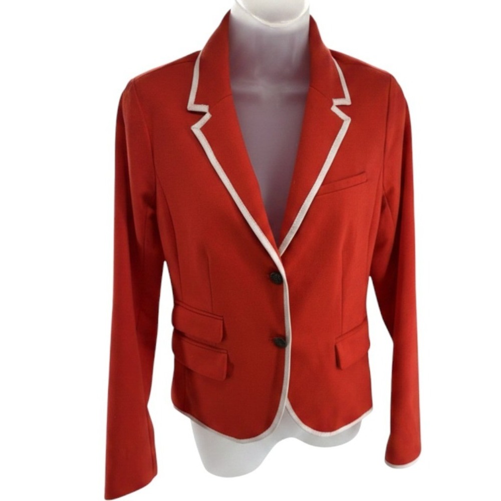Gap The Academy Blazer Red White Contrast Piping Preppy Womens Size 4